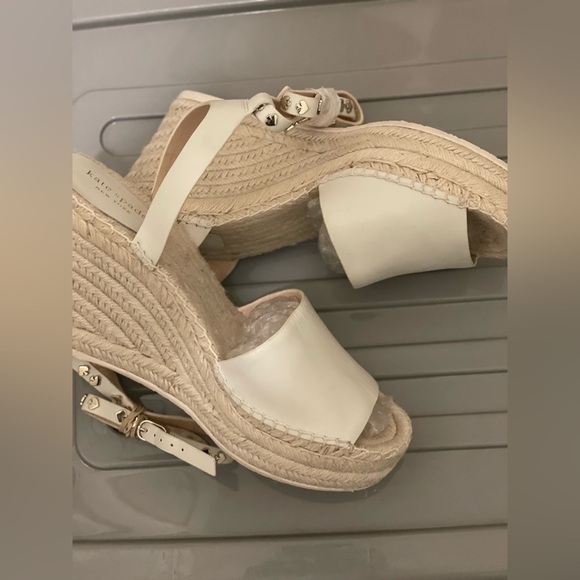 Kate Spade - White Frenchy Ankle Strap Espadrille Wedges - Picture 8 of 8